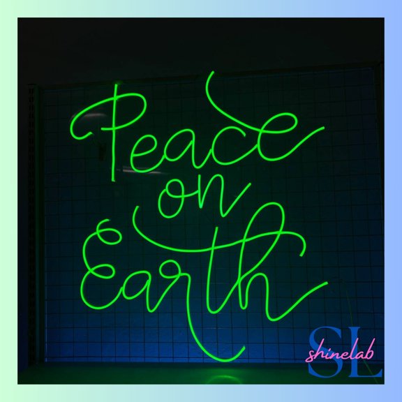 Shinelab Peace On Earth Neon Sign, Custom Quote Wall Art Light, Text Home Wall Decor 01289