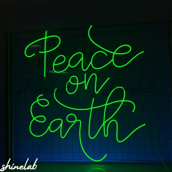 Shinelab Peace on Earth Neon Sign, Christmas Wall Decor, Christmas Neon Sign