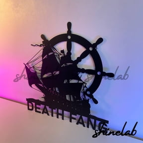 Shinelab Pirate Ship Metal Sign LED Wall Art, Custom Personalized Captain Wheel Wall Decor 11453
