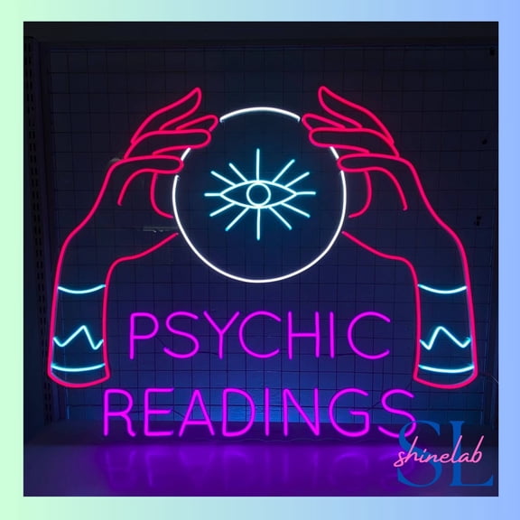Shinelab Psychic Readings Neon Sign, Fortune Teller Wall Art Light, Psychic Home Wall Decor 01335