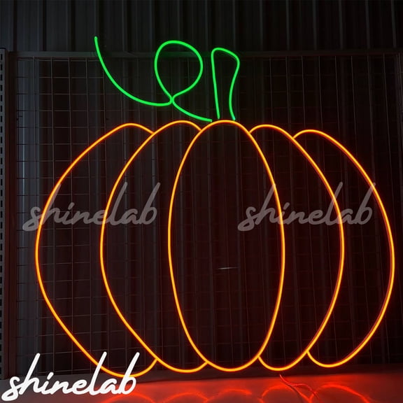 Shinelab Pumpkin Neon Sign, Happy Thanksgiving Led Light, Autumn Home Decor
