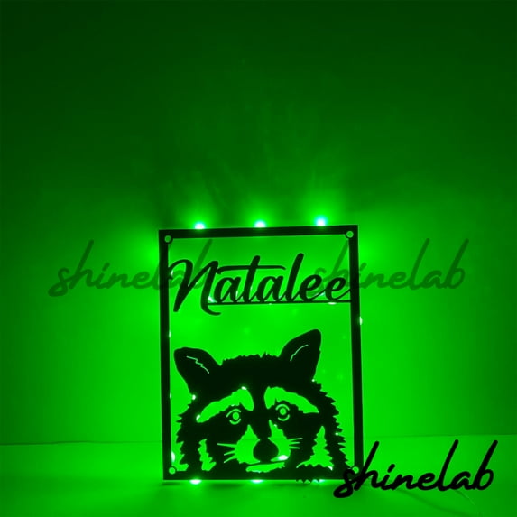Shinelab Raccoon Truck Metal Sign LED Wall Art, Custom Vintage Raccoon Decor Gifts 12473