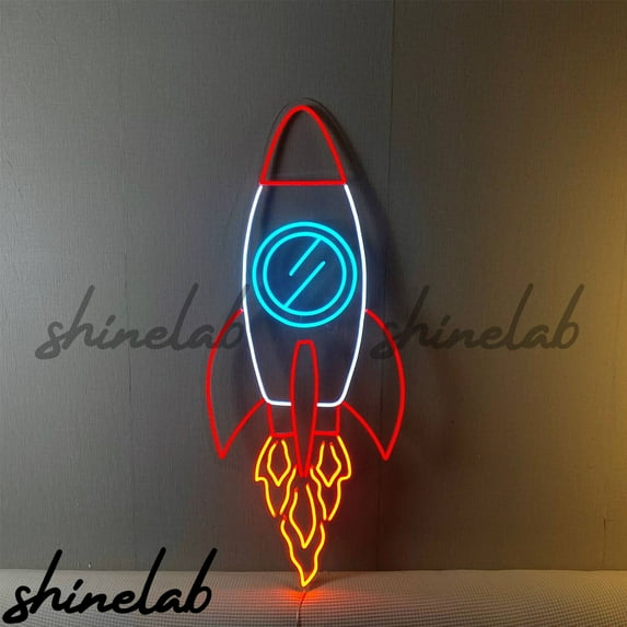 Shinelab Rocket Neon Sign, Space Rocket LED Wall Light, Kids Room Decor ...