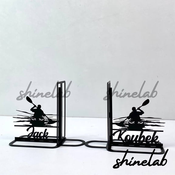 Shinelab Rowing Boat Metal Bookends Custom Rowing Club Name Bookend Gift, Sport Desk Bookshelf Decor 7151
