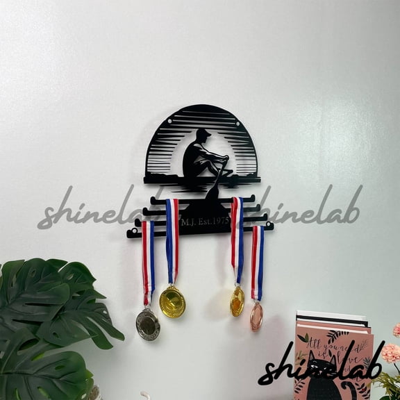 Shinelab Rowing Custom Medal Hanger, Row Boat LED Wall Decor, Sport Award Display 7813