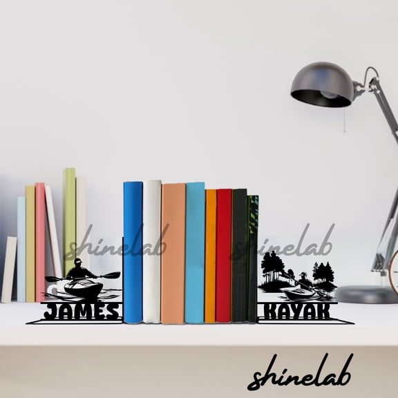 Shinelab Rowing Metal Bookends, Crew Rowing Gifts, Sport Office Decor for Bookshelves 13033