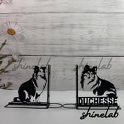 Shinelab Shetland Sheepdog Mental Bookends Pet Dog Name Bookend Gift, Animal Table Bookshelf Decor 5963