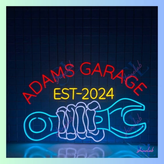 Shinelab Skeleton Garage Neon Sign, Skull Garage Light Up Sign, Garage Neon Light Wall Decor 2319