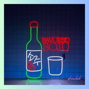 Shinelab Soju Glass Shot Neon Sign, Soju Bottle Wall Art Light, Korean Soju Bar Pub Wall Decor 0894
