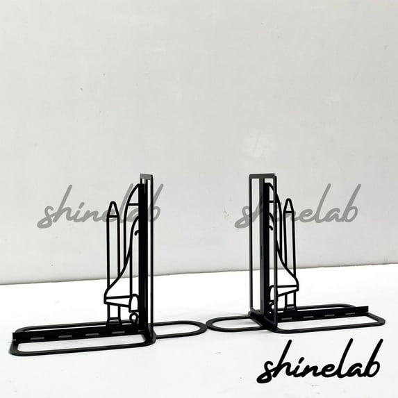 Shinelab Space Shuttle Metal Bookends Custom Astronauts Lover Name Bookend Gift, Spacecraft Desk Bookshelf Decor 7223