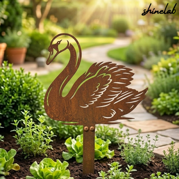 Shinelab Swan Metal Garden Stake, Bird Yard Decor, Gift For Bird Lovers