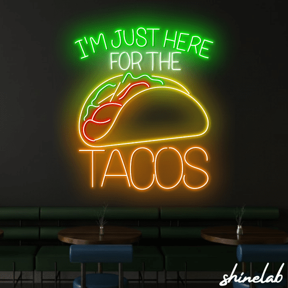 Shinelab Tacos Neon Sign, Taco Led Light, Mexican Food Decor