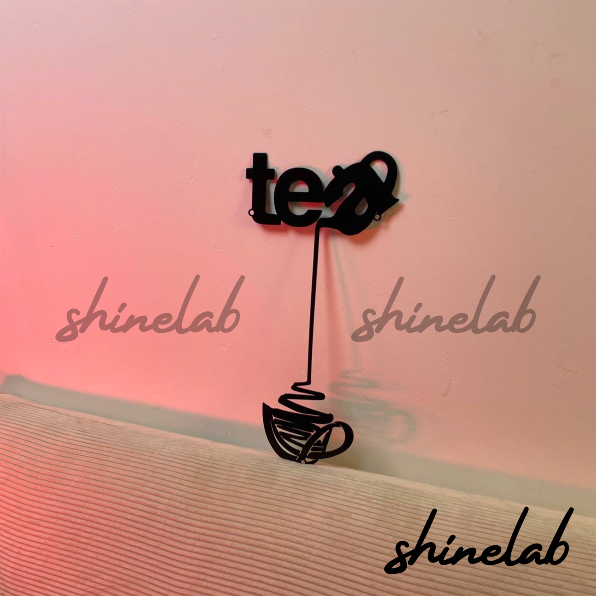 Shinelab Tea Cup Metal Sign LED Wall Art, Custom Shop Wall Decor ...