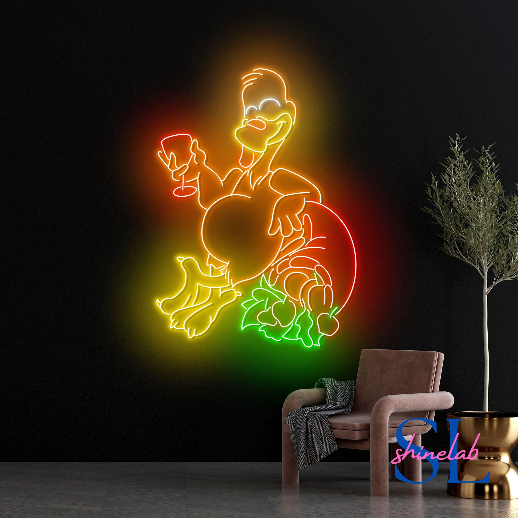 Shinelab Thanksgiving Turkey Neon Sign, Horn Of Plenty Led Sign ...