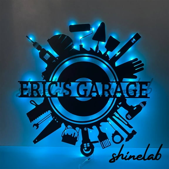Shinelab Tools Repair Metal Sign LED Wall Art, Custom Garage Decor Sign Gifts 12573