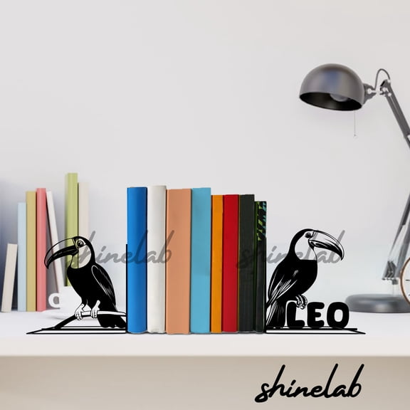Shinelab Tucan Metal Bookends, Tropical Decor, Bird Gifts Bookshelves Decor 12871