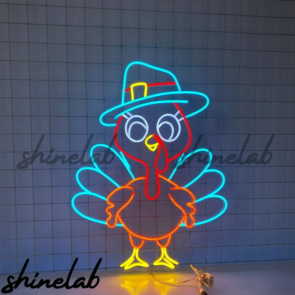 Shinelab Turkey Neon Sign, Thanksgiving Led Light, Holiday Wall Decor