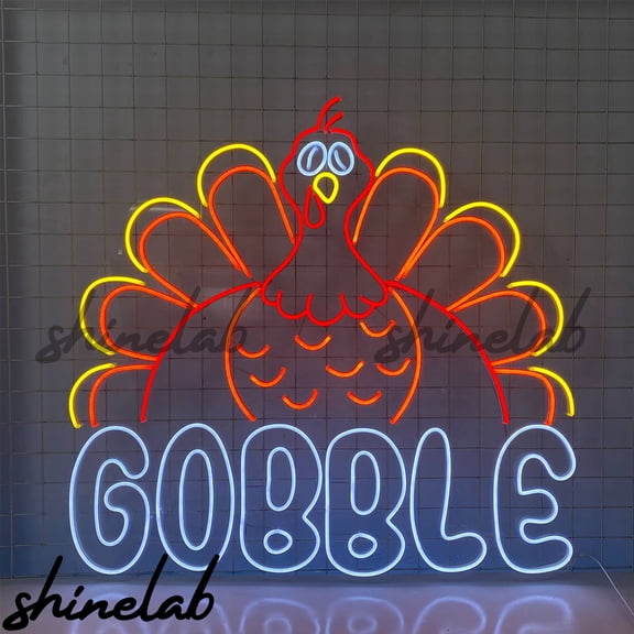 Shinelab Turkey Neon Sign, Turkey Light, Thanksgiving Decor, Kitchen Party Decor