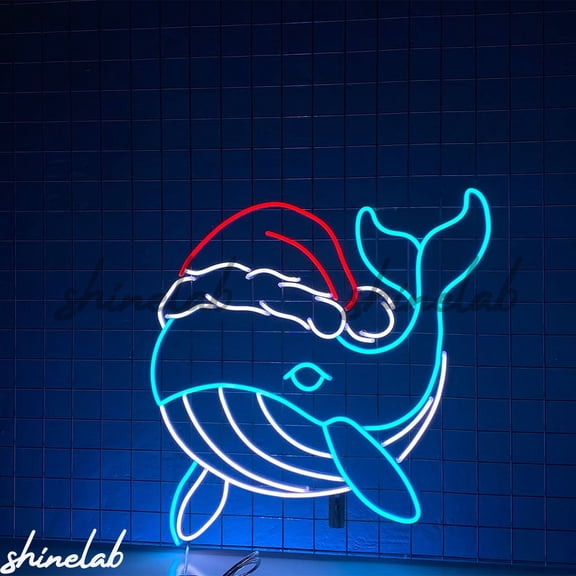 Shinelab Whale Christmas Neon Sign, Christmas Neon Sign, Christmas Decor
