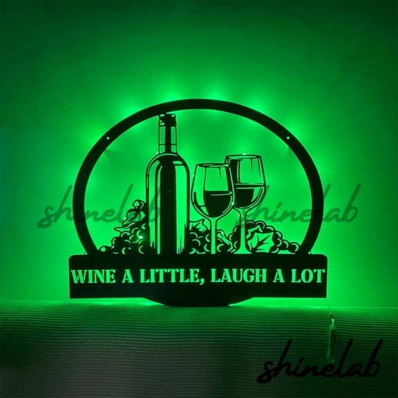 Shinelab Wine Bar Metal Sign LED Wall Art, Custom Club Wall Decor, Home n Bar Decor 9413
