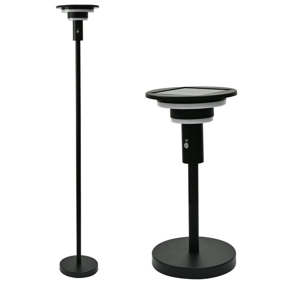 Shinelan Solar Floor Lamp for Patio Waterproof IP44,Outdoor USB Rechargeable Cordless Floor Lamp with 3 Modes,Height Adjustable,Warm White 3000k Standing Solar Lights for Deck, Porch, Camping