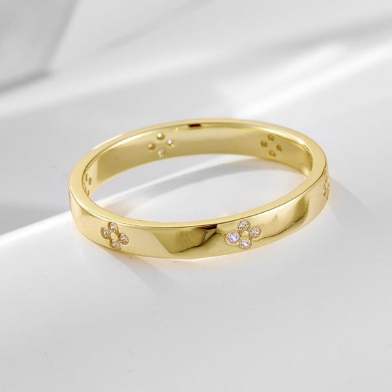 ShineofDiamond Sterling Silver Art Carved Wedding Band, Yellow Gold Wedding Band Promise Ring, Anniversary Gift