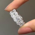 thumbnail image 1 of Shineofdiamond 925 Sterling Silver Elongated Cushion Cut Halo Eternity Wedding Band, Halo Eternity Band, Anniversary Band for Her, 1 of 5