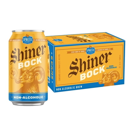 Shiner Bock Non-Alcoholic Craft Beer, 6 pack, 12 fl oz Can, 0.5% ABV