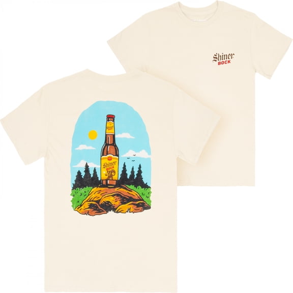Shiner Bock Blue Sky Outdoors Front  and  Back Print T-Shirt-2XLarge