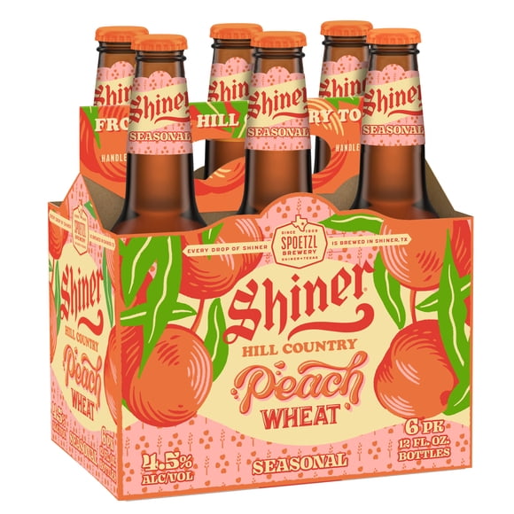 Shiner Hill Country Peach Wheat Craft Beer, 6 pack, 12 fl oz Can, 4.5% ABV