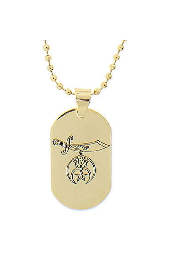 Shiner Pendant - Gold Color Steel with Masonic Order Symbol Necklace with chain