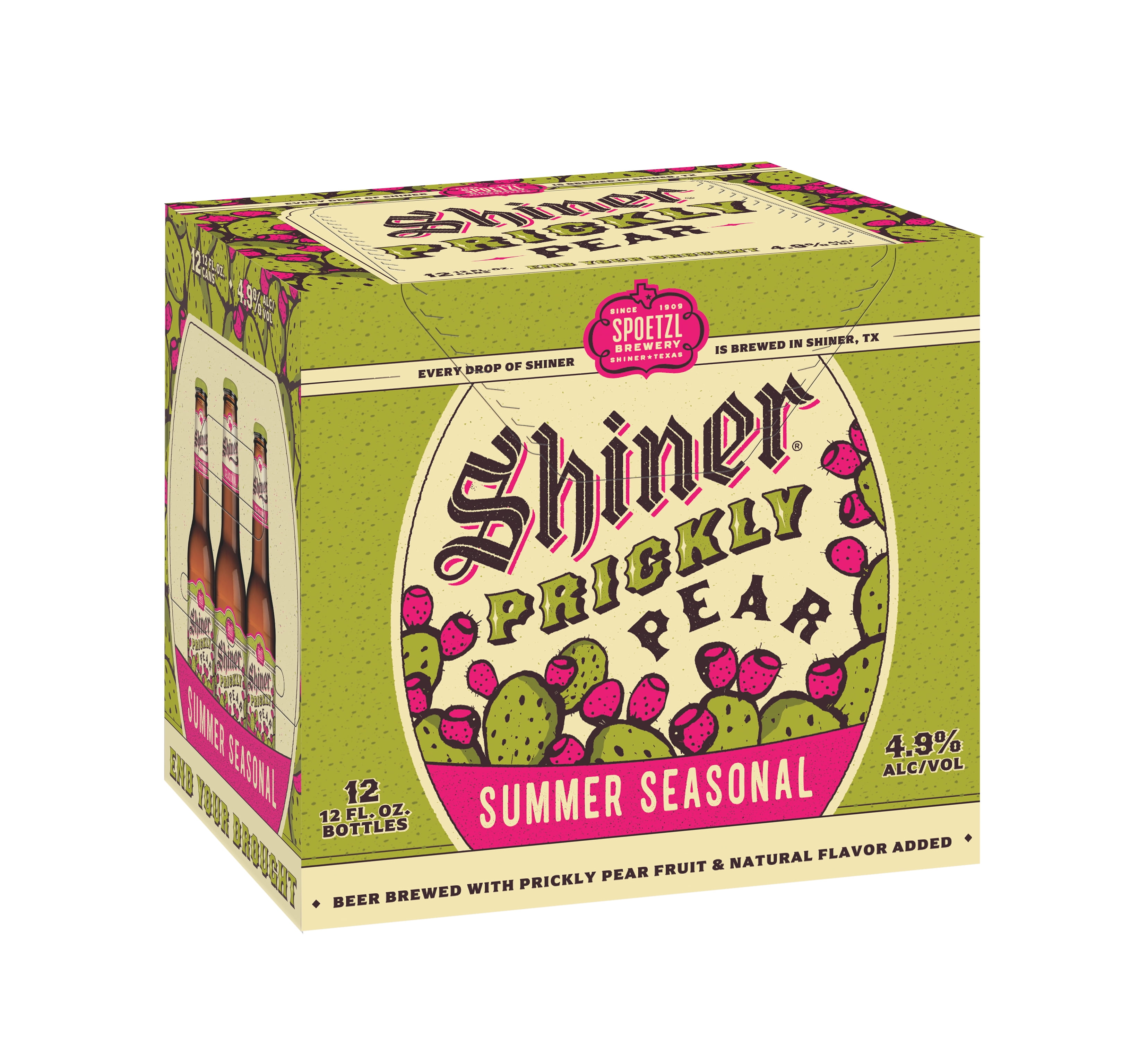 Shiner Prickly Pear Summer Seasonal Beer, Shiner Craft Beer, 12 Pack