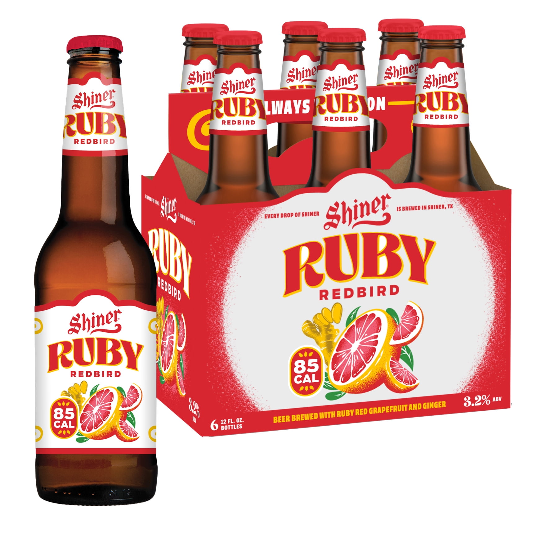 Ruby Lager Shiner Ruby Redbird Fruited Lager Craft Beer, 6 pack, 12 fl oz Bottle ...