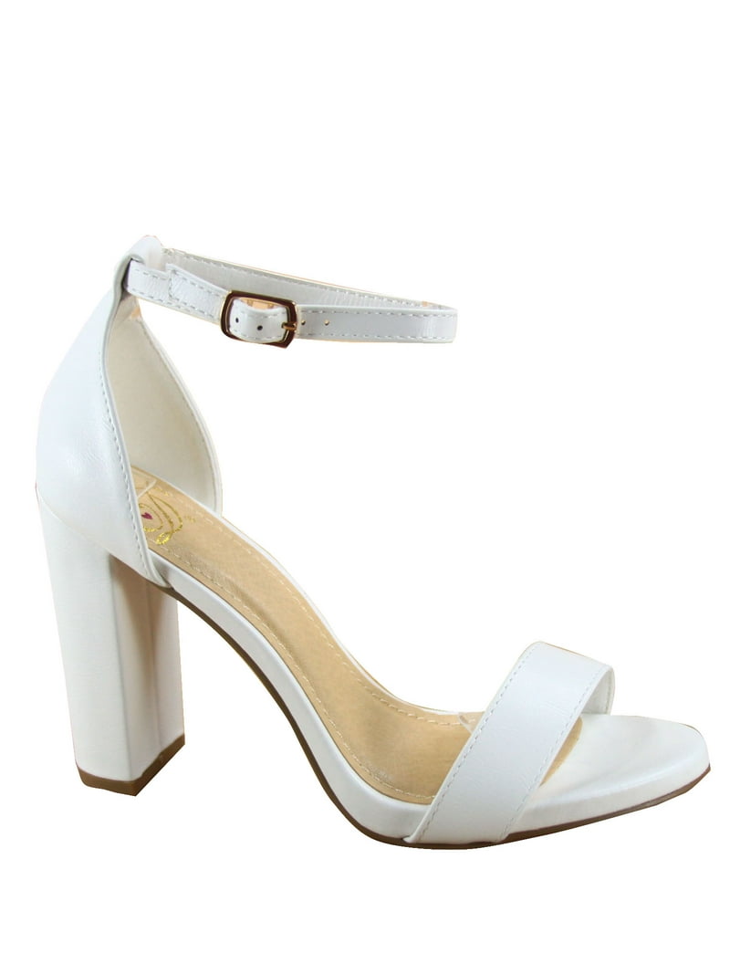 Shiner Women's Fashion Open Toe Ankle Strap Buckle Chunky High