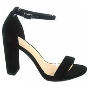 MY DELICIOUS SHOES Shiner Women's Fashion Open Toe Ankle Strap Buckle Chunky High Heels Sandals Shoes