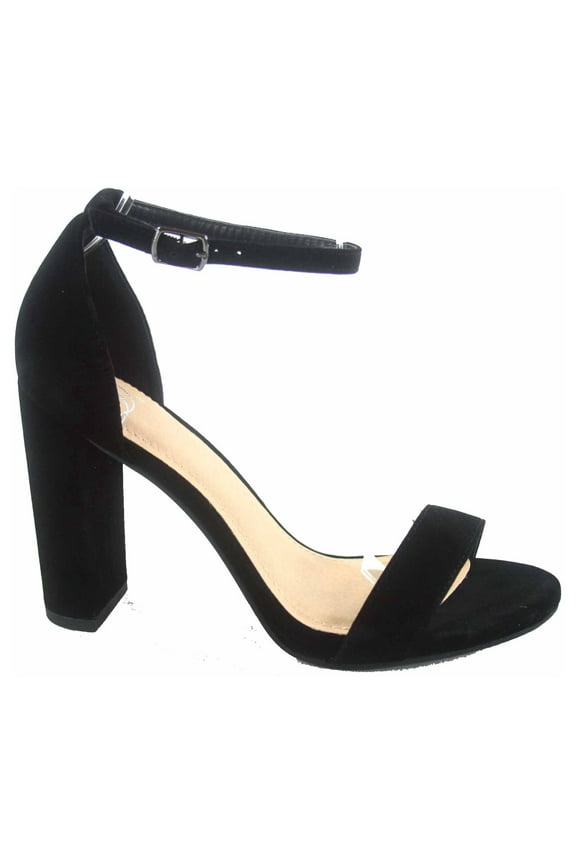 Shiner Women's Fashion Open Toe Ankle Strap Buckle Chunky High Heels Sandals Shoes