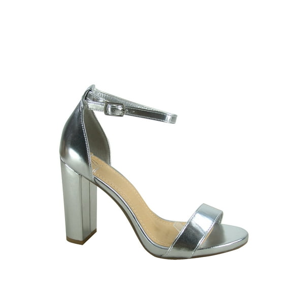 Shiner Women's Fashion Open Toe Ankle Strap Buckle Chunky High Heels Sandals Shoes