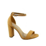 MY DELICIOUS SHOES Shiner Women's Fashion Open Toe Ankle Strap Buckle Chunky High Heels Sandals Shoes