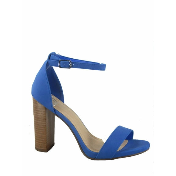 Shiner Women's Fashion Open Toe Ankle Strap Buckle Chunky High Heels Sandals Shoes