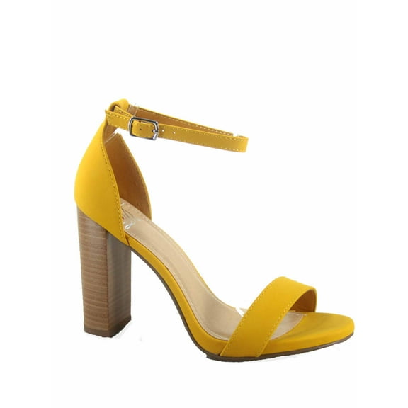 Shiner Women's High Heel Sandals, Open Toe Yellow Stack, 6.5