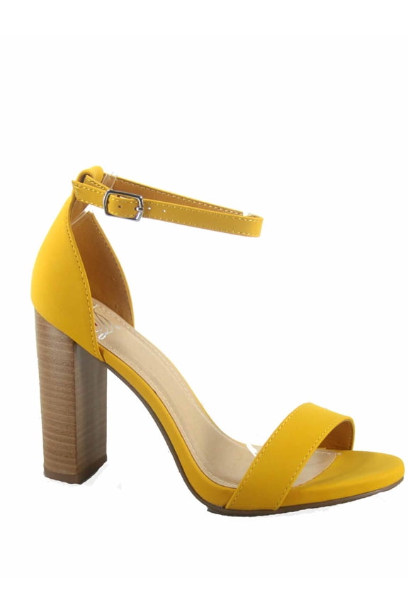 Shiner Women's High Heel Sandals, Open Toe Yellow Stack, 6.5