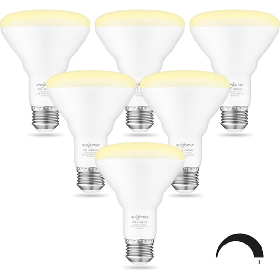Shinestar Aluminum Dimmable Instant Light Recessed Light Bulbs, 6 Pack