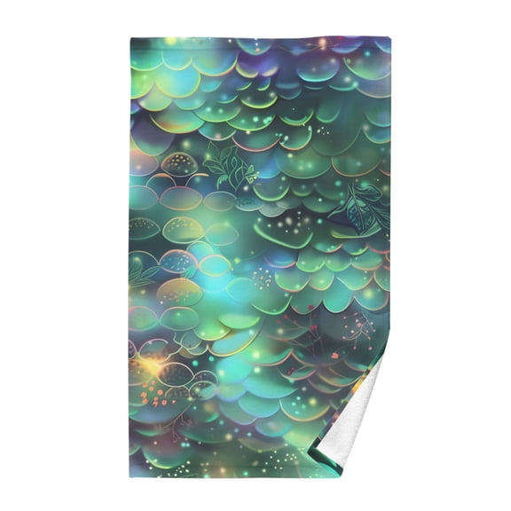 Shiney Fish Scales Cotton Face Towel Soft Hand Towel Absorbent Bathroom Towel for Kitchen Hotel