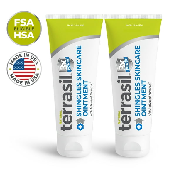 Shingles Treatment Cream 2 Pack - Triple Action Patented Natural Formula for Herpes Zoster Outbreaks Causing Painful Rash and Nerve Pain by Terrasil - 2x 45gm Tubes