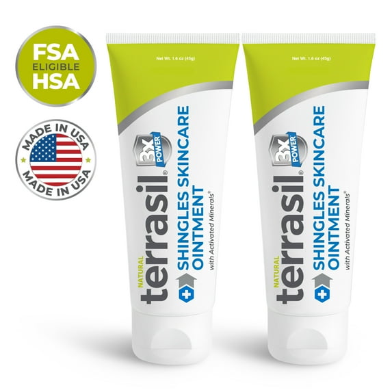 Shingles Treatment Cream 2 Pack - Triple Action Patented Natural Formula for Herpes Zoster Outbreaks Causing Painful Rash and Nerve Pain by Terrasil - 2x 45gm Tubes