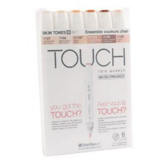 Shinhan Art TOUCH Twin Brush Marker 6pc Skin B