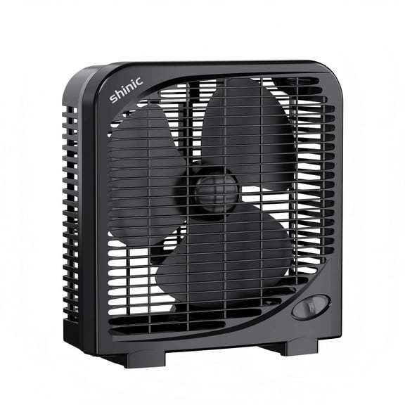 Shinic 9'' Tabletop Box Fan,Portable Cooling Fan with Strong Airflow,Quiet Window Box Fan for Home, Office, Dorm & Workshop, Black