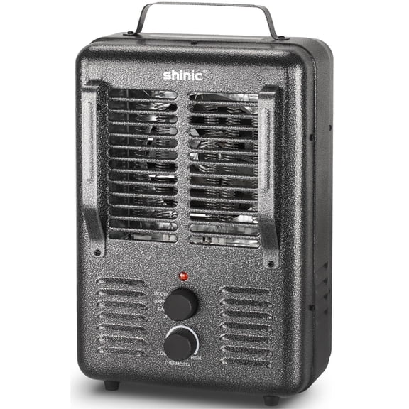 Shinic Space Heater,1500W Milkhouse Heater with Thermostat, Stay Durable Metal Housing, Overheat protection, 3-Prong Plug, Tip-Over Auto Shut Off, Utility Heater for Garage, Bedroom, Greenhouse Y101