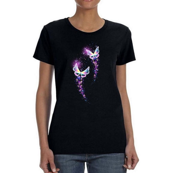 Shinig Neon Butterflies Shaped T-Shirt Women -Image by Shutterstock, Female Large