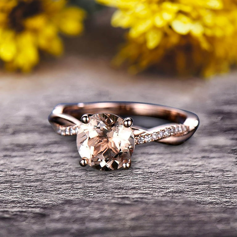 Shining Carat Round Morganite Engagement Ring Solid 10k Rose